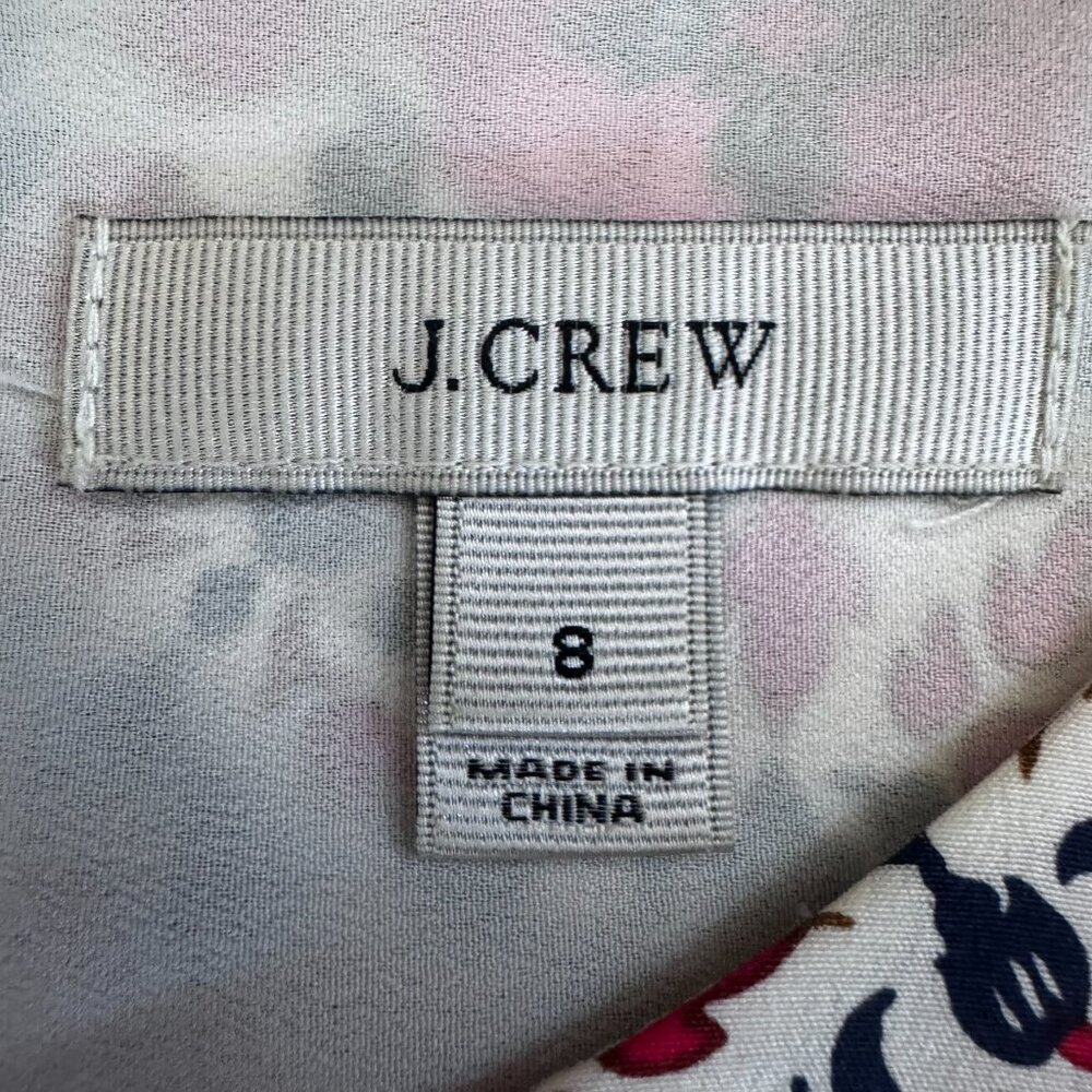 J. Crew Silk Dress Size 8 Pink Navy Medallion Sheath Fully Lined - Picture 4 of 11